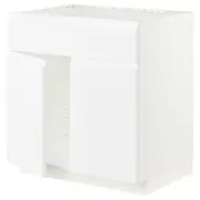 METOD base cabinet f sink w 2 doors/front, white/Voxtorp matt white, 80x60x80 cm