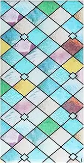 Stained Glass Window Film Frosted Window Film Window Privacy Stickers Stained Glass Window Decals Static Cling Window Sticker Frosted Glass Window Clings (Colorful Rhomboic Lattice)