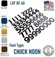 Lot of 40 1",2", 4" Self Adhesive Mailbox Numbers Decal, Stickers,[CHUCK NOON]