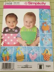 Simplicity Pattern 2468 Baby Bib Animal Shapes Super Cute! 9 Views OSZ UNCUT