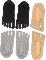 [FOMIYES] Women Low Cut Toe Separator Socks Breathable Summer Invisible Socks with Grip Lightweight Mesh Design Nude and