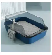 Cat Litter Box, Semi-Enclosed, High Side Waterproof, Pet Litter with Cat Shovel