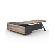 Modern Furniture EASTON Executive Desk with Right Return 220-240cm - Oak&Black