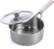 [Merten & Storck] Tri-Ply Stainless Steel Induction 18cm/2 Litre Saucepan Pot with Lid, Multi Clad, Oven Safe, Silver