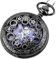 [yuksok] Steampunk Hands Scale Mechanical Skeleton Pocket Watch Holiday Birthday Men