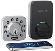ULTRALOQ Smart Lock U-Bolt (Satin Nickel), 5-in-1 Keyless Entry Door Lock with Bluetooth and Keypad, Smart Door Lock Front Door, Non-Fingerprint Deadbolt Lock Edition