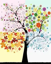Awesocrafts Paint by Numbers Kits, Four Seasons Tree Number Painting for Adults and Kids 16x20 inch Framed or Not (4 Seasons Tree, Framed)