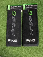 New! Ping Golf Jr. Tri-Fold Towel 15.75” X 16” 100% Cotton - Lot Of Two