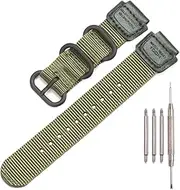 [XBDSW] Nylon Bracelet Compatible with Casio W735H AQS810 AEQ110BW AE1200WH W800HG A158WA Heavy Duty Metal Ring Watch Strap 18 mm Replacement Wire Band, Eine Grösse, Resin, No Gemstone