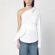 [Moschino] One-shoulder white shirt with sash 40 IT White
