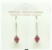 Sterling Silver Natural RUBY Gemstone Dangle Earrings #2547...Handmade USA