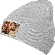 OGNOT Guitar British Flag Womens Mens Winter Knitted Beanie Hat,Thick, Soft & Warm Chunky Beanie Hats,for Cold Weather