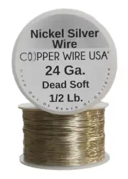 24 Ga Nickel Silver Round Wire 1/2 Lb. 400 Ft. Spool ( Dead Soft ) Made In USA