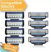 8 MACH3 Compatible Razor Cartridge Refills Combo 5-Blade 3-Blade Platinum-Coated
