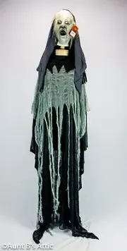 Witch/Wraith Robe Unisex Blk & Gry Tattered Ghostly Flowing Halloween Costume OS