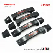 Set 4Dr Carbon + Red Handle Cover Trim For Mitsubishi Triton L200 2024 - 2025