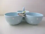 SPODE BAKING DAYS LIGHT BLUE THREE PART RELISH/ SERVER 9 3/4" -1003K
