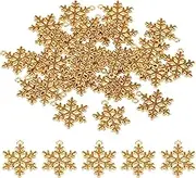 uxcell 30pcs Snowflake Charm, Snowflake Bracelet Charm Pendants Small Bulk Resin Alloy Glitters for Jewelry Making Christmas Bracelets Earrings Gift, Yellow