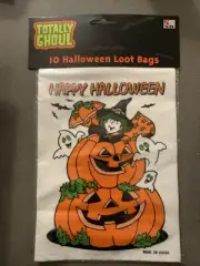 Vintage K-Mart Totally Ghoul Halloween Loot Bags NEW Pack Of 10 Pumpkins Witch