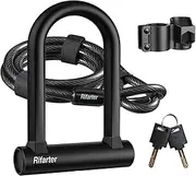Rifarter Bike Lock U Heavy Duty: Anti Theft Bicycle U Lock with 5ft Security Steel Cable and 16mm Shackle, Bicycle U-Locks with Keys and Sturdy Mounting Bracket for Road Mountain Electric Folding Bike