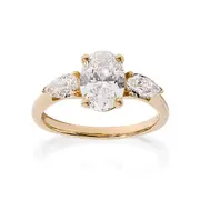 Bevilles 3 Stone Oval Ring with 2.00ct of Laboratory Grown Diamonds in 9ct Yellow Gold
