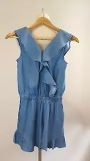GIRLS TENCEL FRILL PLAYSUIT JUMPSUIT SIZE 10,12,14,16 BNWT