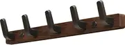Wooden Wall Mounted Coat Rack - 5 Hooks Entryway Coat Rack for Hanging Coats, Bags, Hats, Towels, Decorative Walnut Hooks for Home, Bathroom, Bedroom