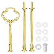 1 Set Cake Tray Stand Handle Plate Hardware Fitting, 3-Tiers Flower Gold