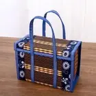 Foldable Bamboo Picnic Basket Rectangular Sundries Snacks Basket for Home