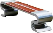 Garden Bench Backless Park Chair Outdoor Bench Stainless Steel Frame Wooden Seat Plate Rest Area Outdoor Bench(Large)