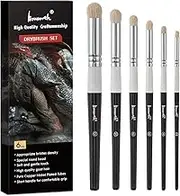 Brusarth Drybrush Set-Hobby Detail Paint Brush Set, 6 Sizes Goat Hair Acrylic Paint Brushes for Tabletop & Wargames Miniature Watercolor Oil Painting, Model for Beginners & Professional