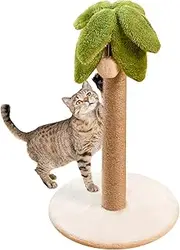 Cat Climbing Frame - Coconut Tree Shaped Cat Scratching Post with Natural Sisal Rope, Plush Base, and Hanging Plush Leaves and Toy for Indoor Cats and Kittens Clawing