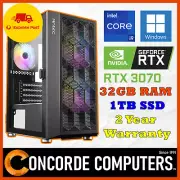 Intel Core i9 NVIDIA RTX 3070 32GB DDR4 Ram 1TB SSD Desktop Gaming PC Computer