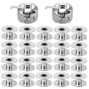 2 Pieces Bobbin Case with 20 Pieces Sewing Machine Metal Bobbins, Replacement