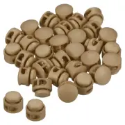 Cord Locks, 100 Pack Round Spring Toggle Stopper, Khaki