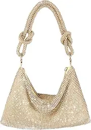 [NEWROGENG] Silver Purse Rhinestone Purse Sparkly Evening bag Silver Clutch Purses for Women Evening, Hobo Bag Glitter Purse