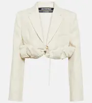[Jacquemus] Jacquemus La Croissant linen-blend jacket UK 10 black