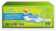 Total Dry XXXL 36"x36" 50 Count Incontinence Bed Pads Ultra Absorbent Heavy Duty & Waterproof Chucks Disposable for Adults, Children & Pets Ultimate Surface Protection FSA/HSA Eligible