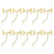 20Sets Slide on End Clasps, 16mm Tube Slider Crimp Cord Ends, Gold Tone