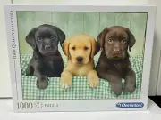 Clementoni 1000 pc jigsaw puzzle "3 Labs" 27 1/2" x 19 2/3" NEW in box Puppies