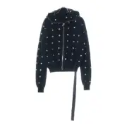 Rick Owens SMALL GIMP HOODIE Studded Full Zip Sweat Parka Hoodie Black DS01D1244