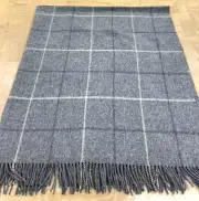 Grey Plaid Irish Lambswool Throw by John Hanly