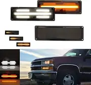 Tonsya For 1988 1989 1990 1991 1992 1993 1994 1995 1996 1997 1998 GMC Chevy C/K Suburban 1500/2500/3500 Truck Front Turn Signal sequential Parking Lights & Daytime running lamps Smoked Lens