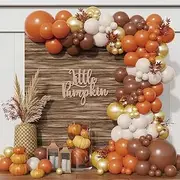 WODJR 154 Pcs Fall Balloon Garland Thanksgiving Party Decorations Orange Balloon Garland Orange Coffee Brown Balloons for Thanksgiving Party Supplies Fall Party Favor Autumn Birthday Party Decorations