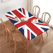 United Kingdom British UK Flag Rectangular Tablecloth Table Cover for 4 Foot Tables, Waterproof Fitted Elastic Edged Table Cloth for Indoor Outdoor Party Wedding Picnic Patio, 4 Ft/48x30 inch