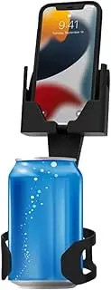 Leona Co 2 in1 Cup Holder Phone Mount for Car, Multifunction Cup Holder Expander, 360° Universal Portable Beverage Can Holder Compatible with Most Smartphones and Cups
