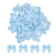 150Pcs Mini Ribbon Bow 1" Mini Fabric Satin Ribbon Flower Bows for Craft Blue
