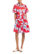 Karen Kane Puff Sleeve Tiered Shirt Dress