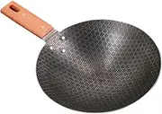 ibasenice Small Iron Wok with Handle Non Stick Frying Pan Durable Outdoor Cooking Pot for Frying Boiling and Steaming for BBQ and Family Gatherings