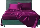 6 Pieces Purple Satin Twin XL Sheet Set with 4 Pillowcases, 18'' Deep Fitted
